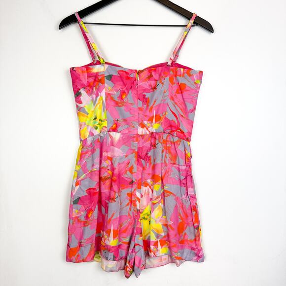 NWT Trina Turk Marcel Floral Romper Pleated Shorts Pink - 4 - Picture 4 of 9